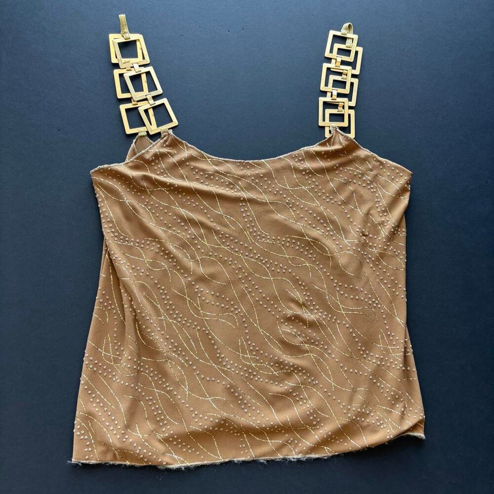 VTG Deadstock Ritchie Swimwear Gold 2 Piece Set Wide Leg Pants Top NWT - OS
